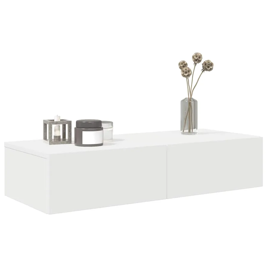 Étagère murale avec tiroirs blanc 80x33x17 cm bois d'ingénierie - 3