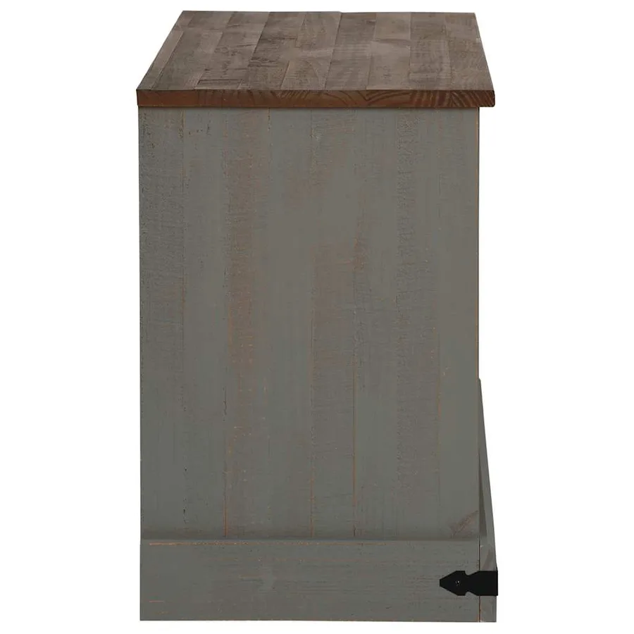 Meuble TV HALDEN porte coulissante gris 110x40x60cm bois massif - 5