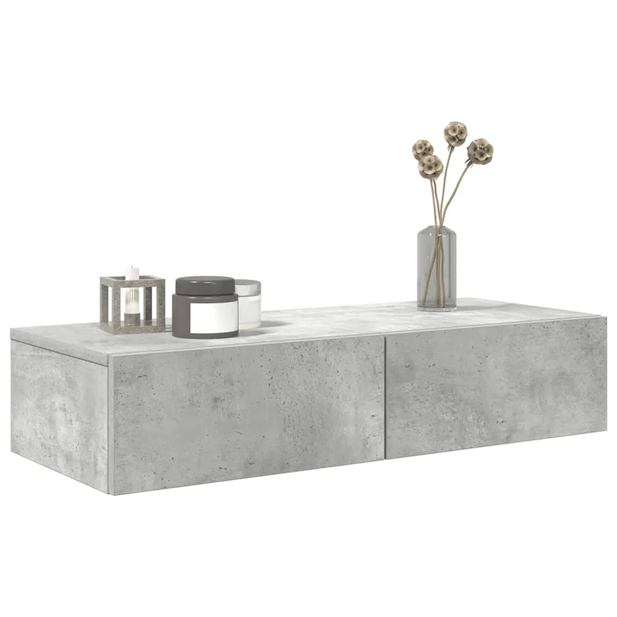 Étagère murale avec tiroirs gris béton bois d'ingénierie - 3