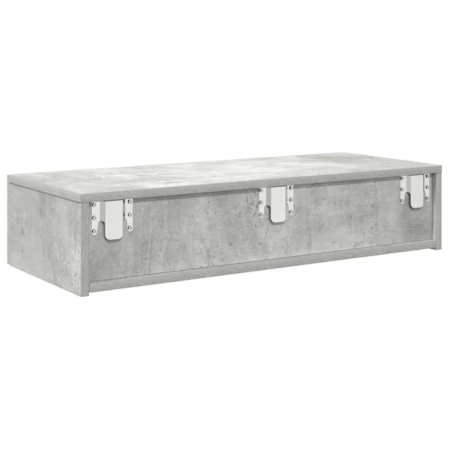 Étagère murale avec tiroirs gris béton bois d'ingénierie - 6