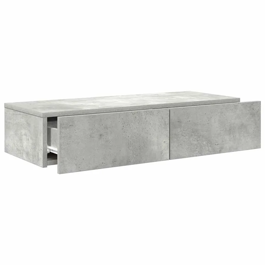 Étagère murale avec tiroirs gris béton bois d'ingénierie - 7