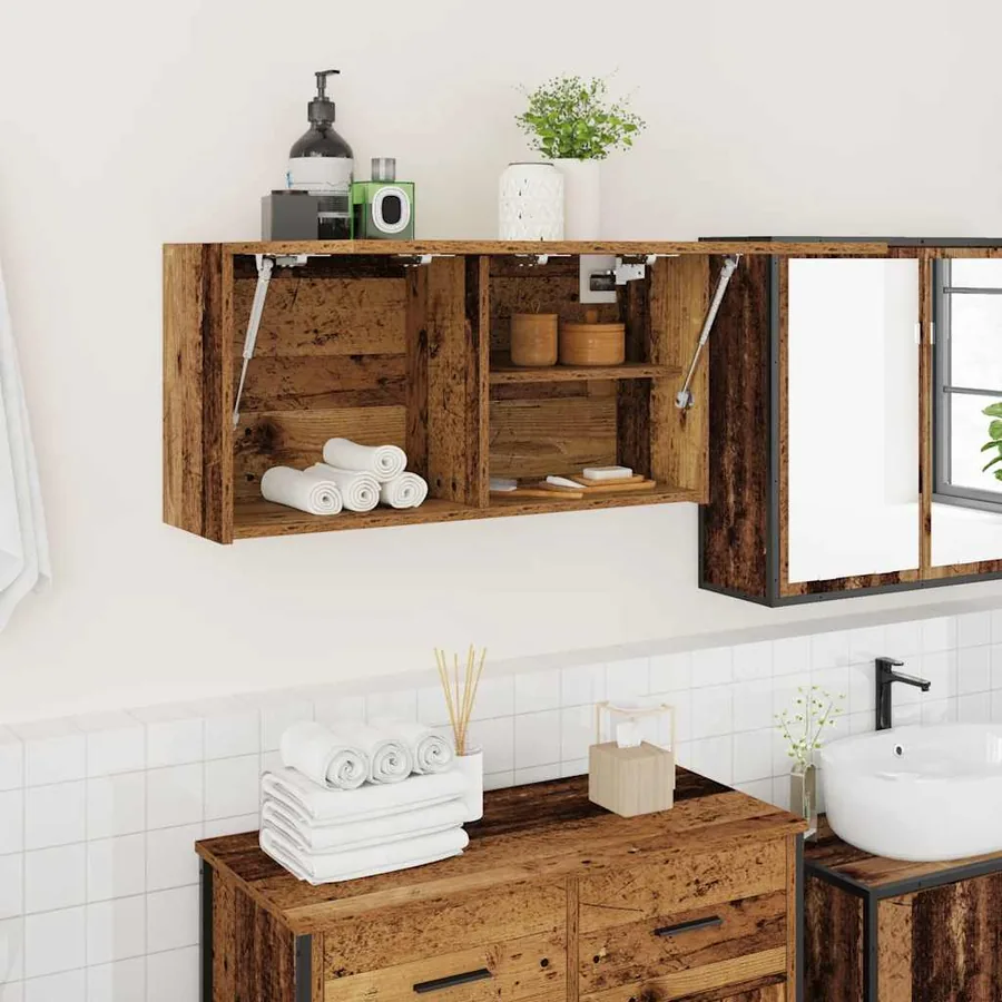 Armoire murale de bain vieux bois 80x25x40 cm bois d'ingénierie