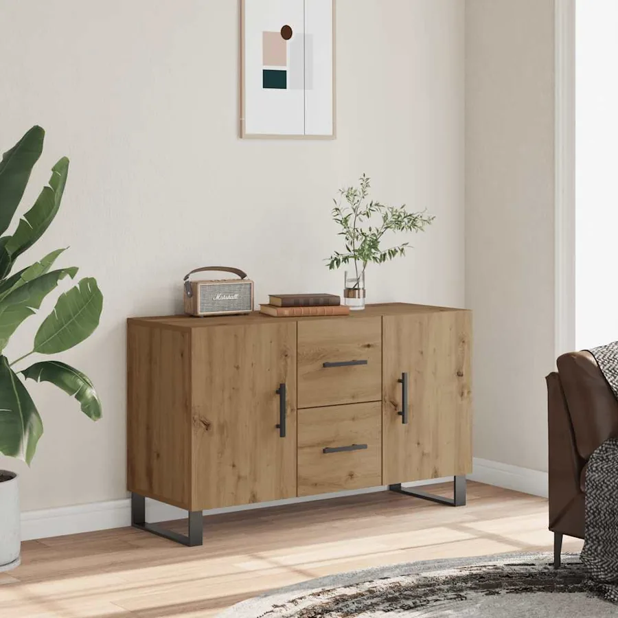 Buffet chêne artisanal 100x36x60 cm bois d'ingénierie