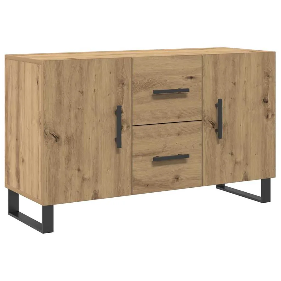Buffet chêne artisanal 100x36x60 cm bois d'ingénierie - 2