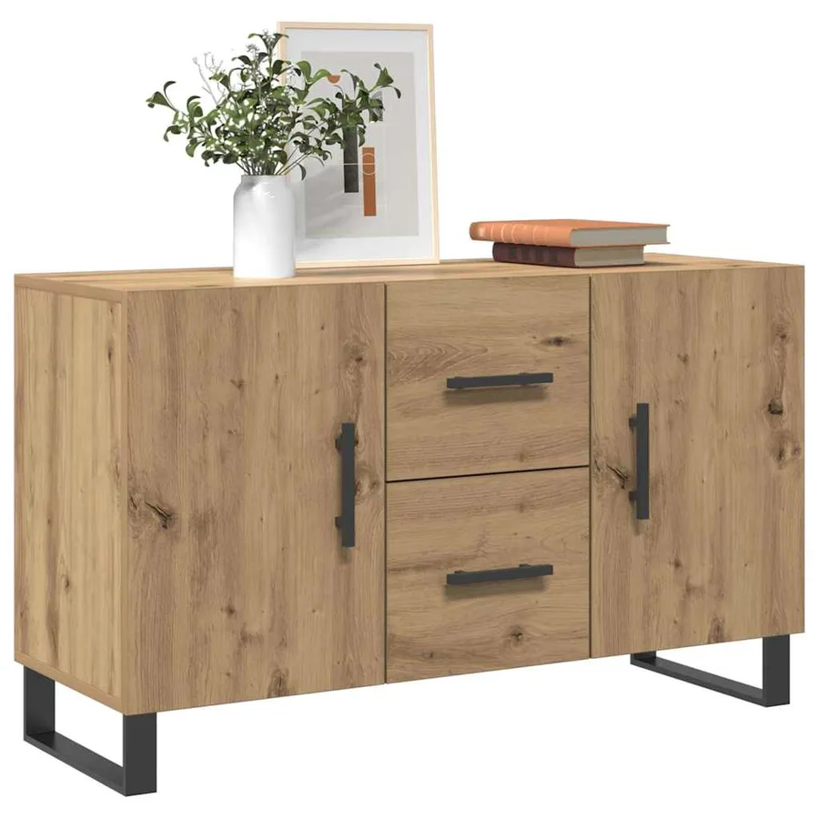 Buffet chêne artisanal 100x36x60 cm bois d'ingénierie - 3