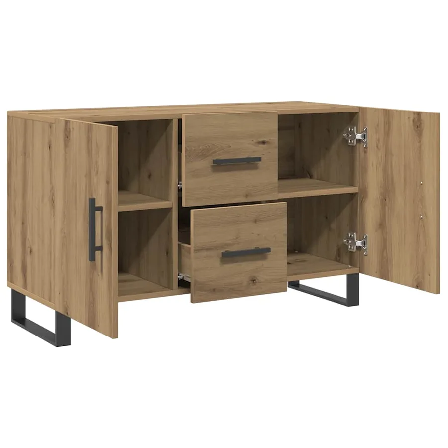 Buffet chêne artisanal 100x36x60 cm bois d'ingénierie - 7