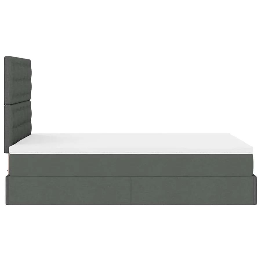 Cadre de lit ottoman avec matelas gris foncé 120x190 cm tissu - 10