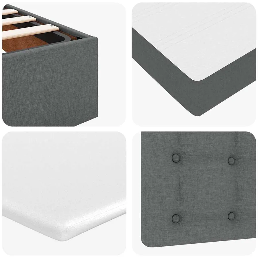 Cadre de lit ottoman avec matelas gris foncé 120x190 cm tissu - 13