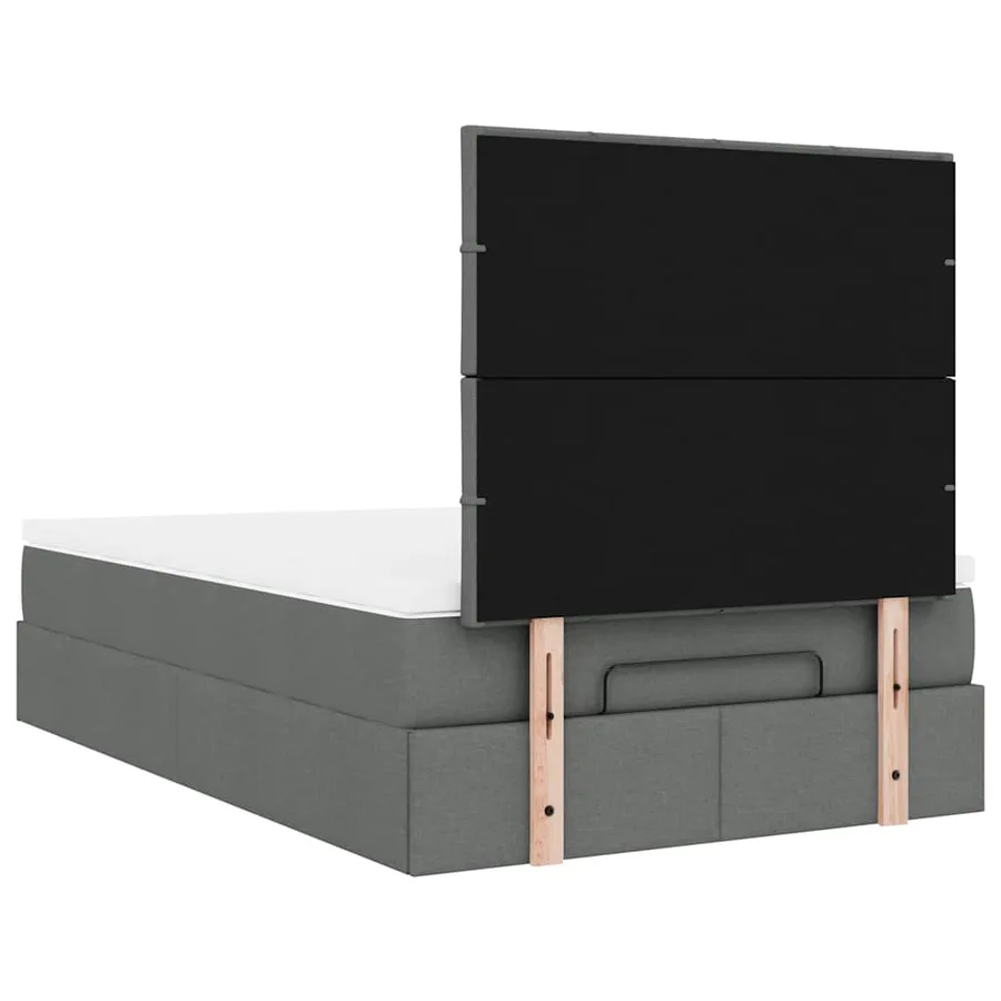 Cadre de lit ottoman avec matelas gris foncé 120x190 cm tissu - 12