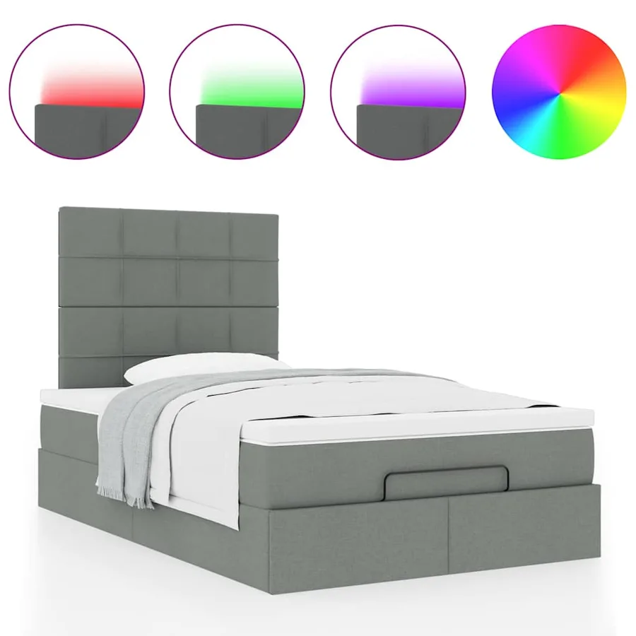 Cadre de lit ottoman avec matelas gris foncé 120x190 cm tissu - 5
