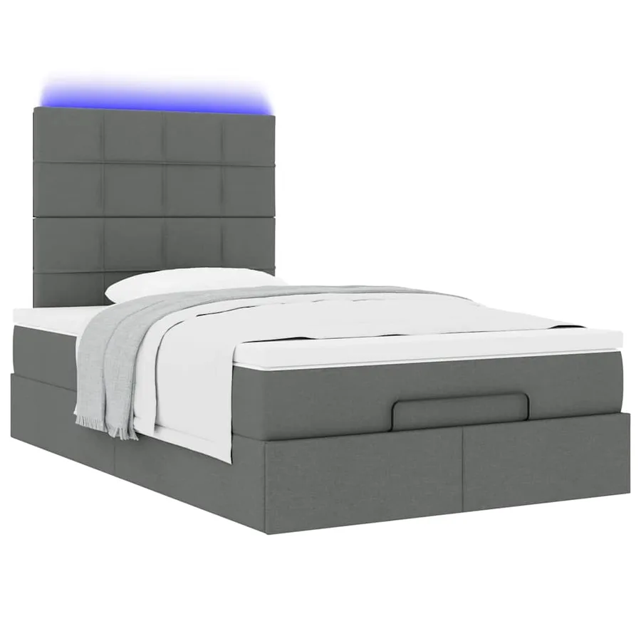 Cadre de lit ottoman avec matelas gris foncé 120x190 cm tissu - 6