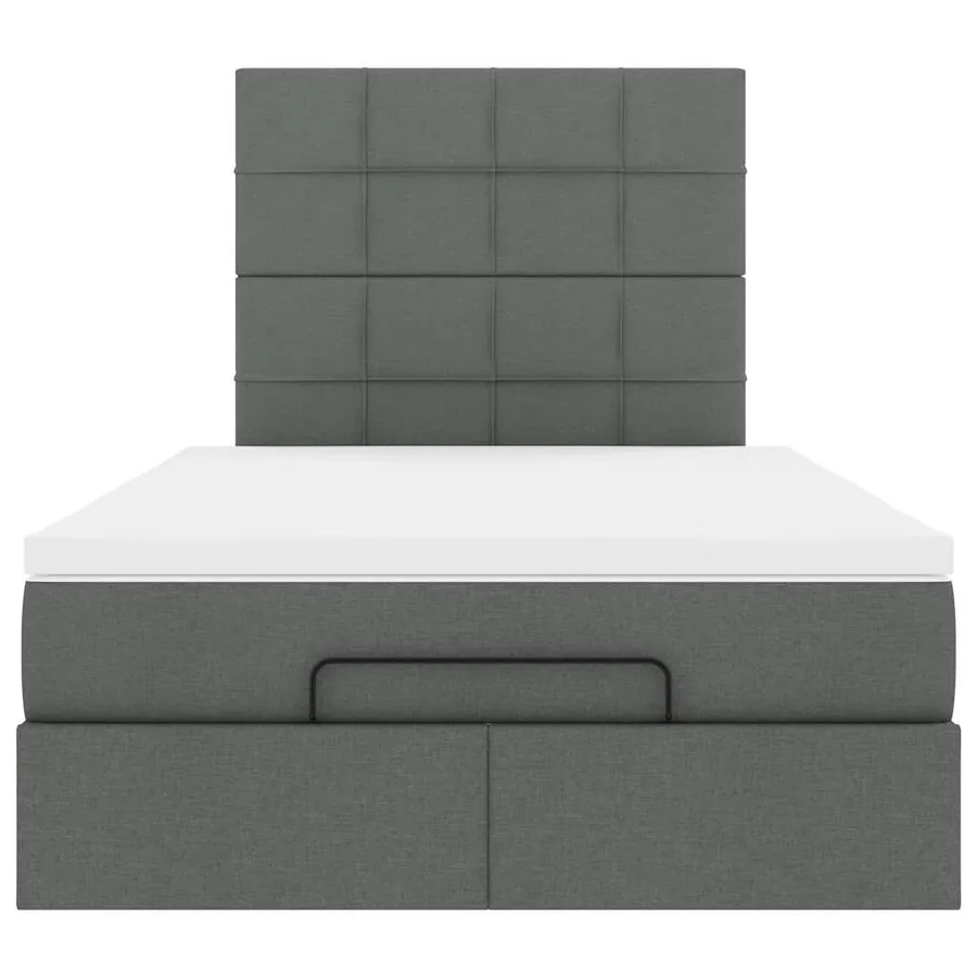 Cadre de lit ottoman avec matelas gris foncé 120x190 cm tissu - 8
