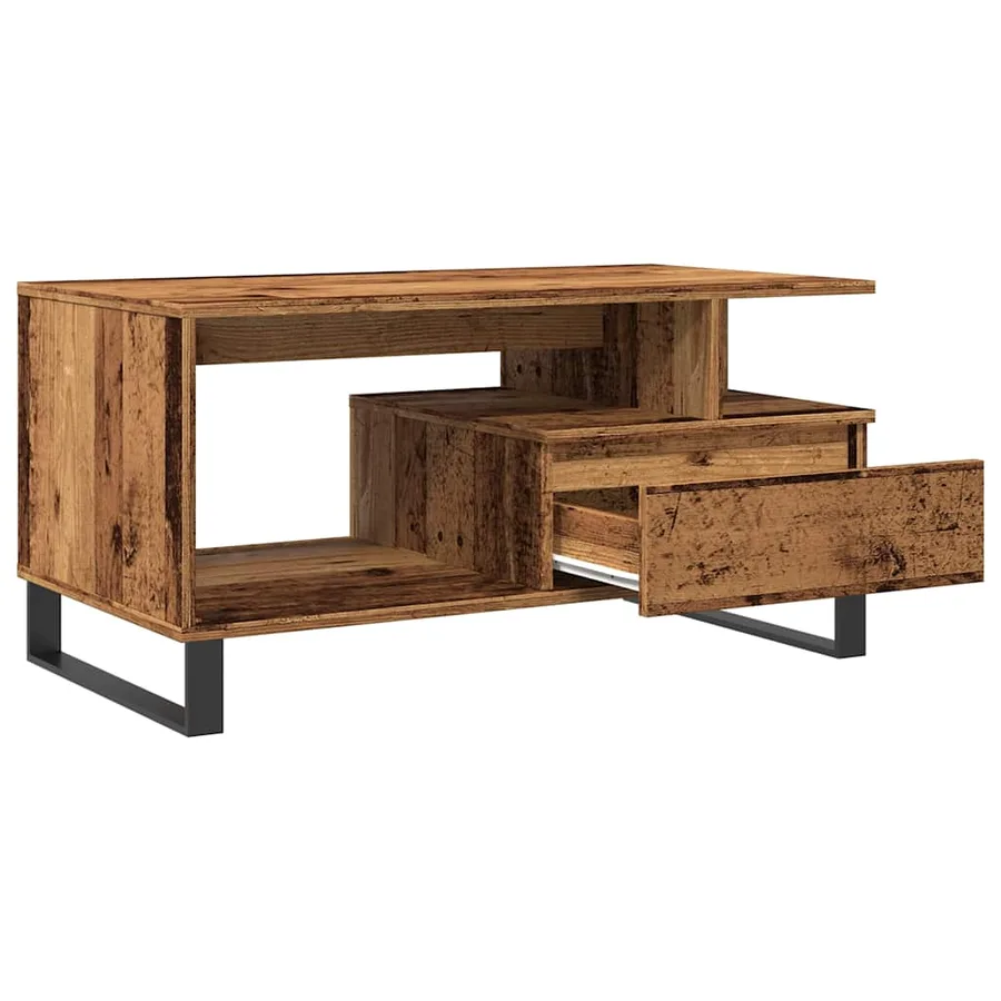 Table basse vieux bois 90x49x45 cm bois d'ingénierie - 7