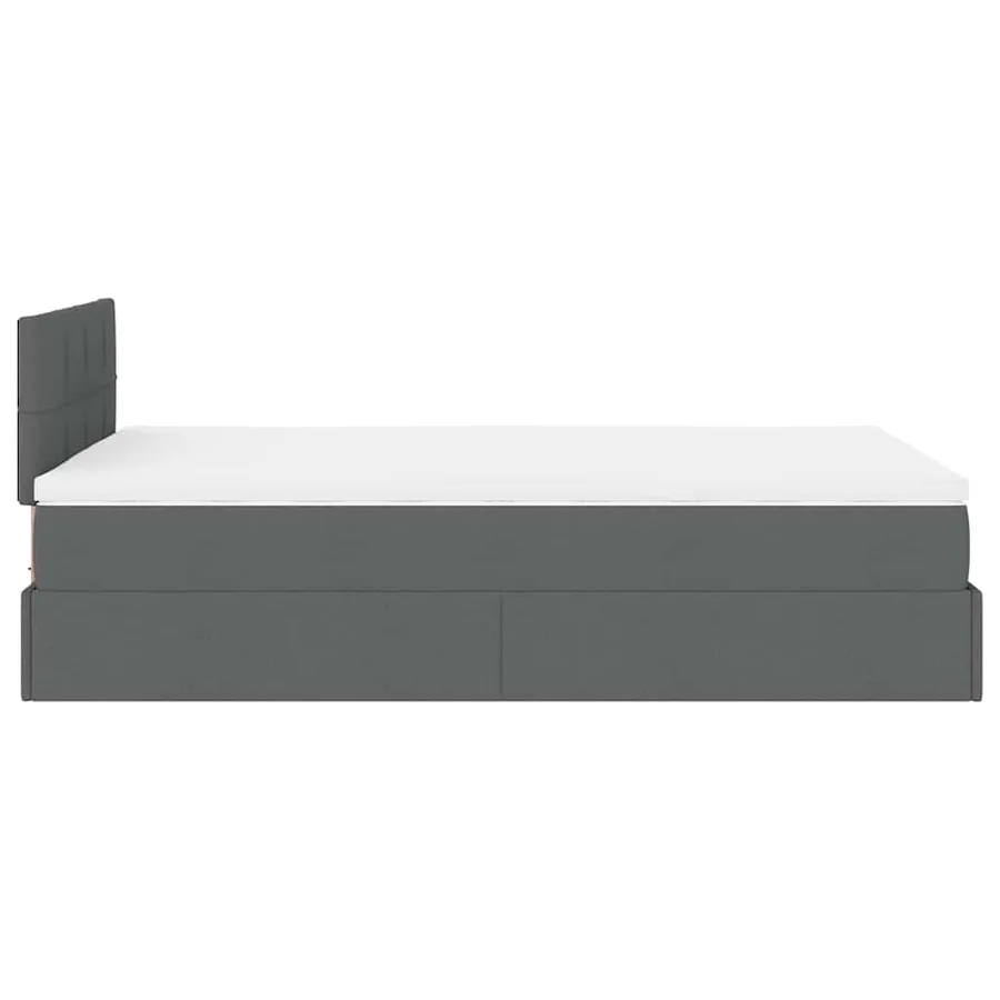 Lit ottoman avec matelas et LED gris foncé 120x190 cm tissu - 11