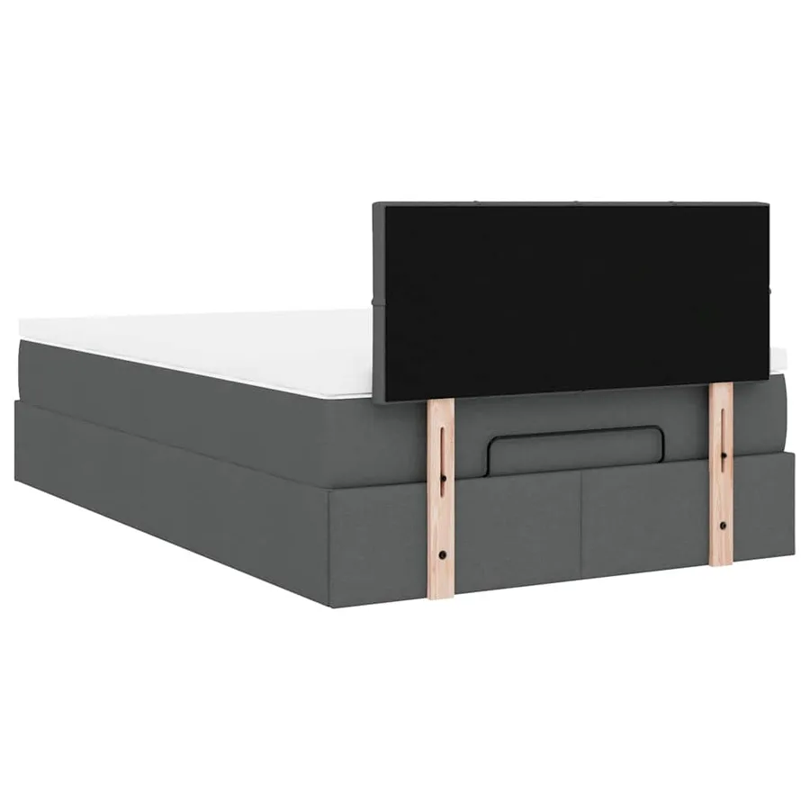 Lit ottoman avec matelas et LED gris foncé 120x190 cm tissu - 12