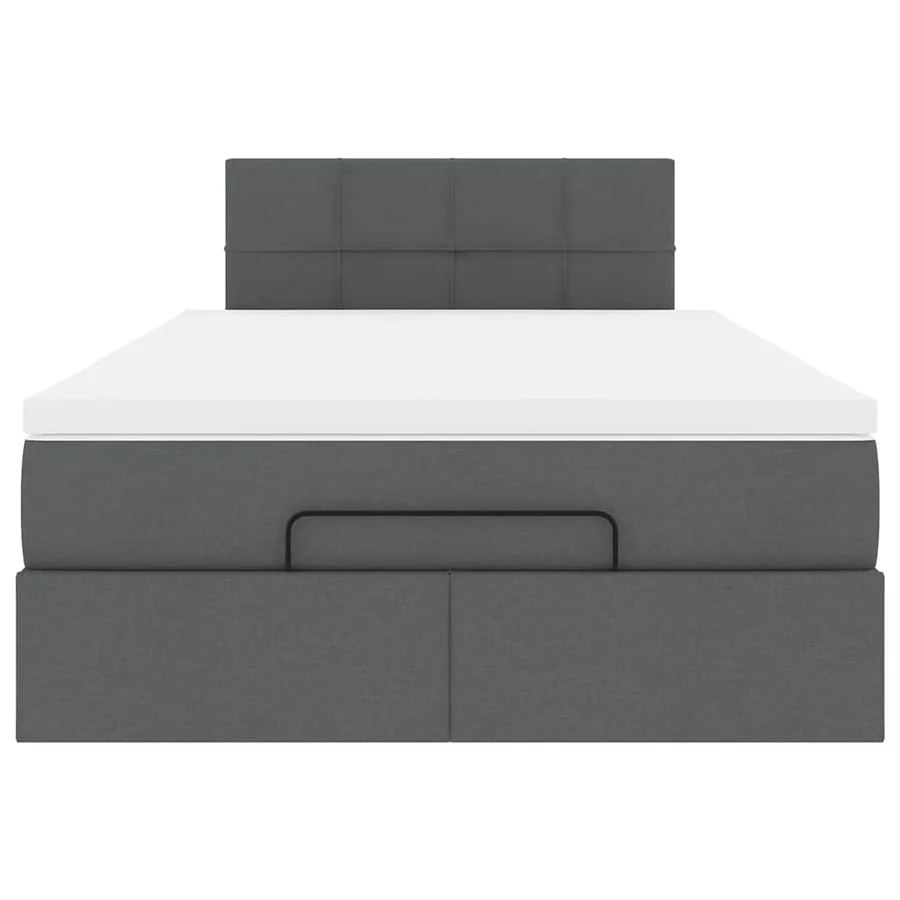 Lit ottoman avec matelas et LED gris foncé 120x190 cm tissu - 8