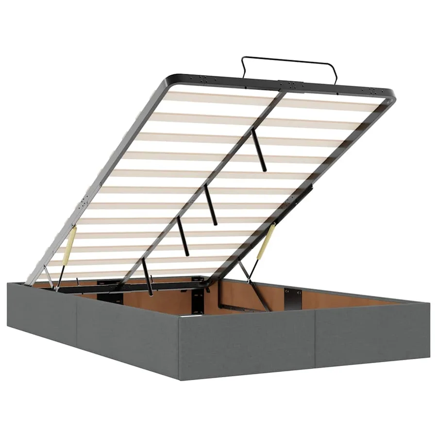 Lit ottoman avec matelas et LED gris foncé 120x190 cm tissu - 13