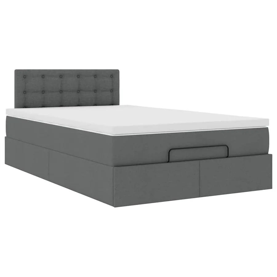 Lit ottoman avec matelas et LED gris foncé 120x190 cm tissu - 7