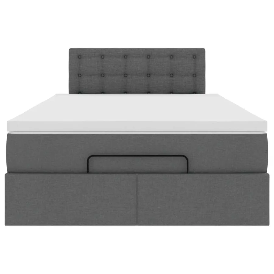 Lit ottoman avec matelas et LED gris foncé 120x190 cm tissu - 8