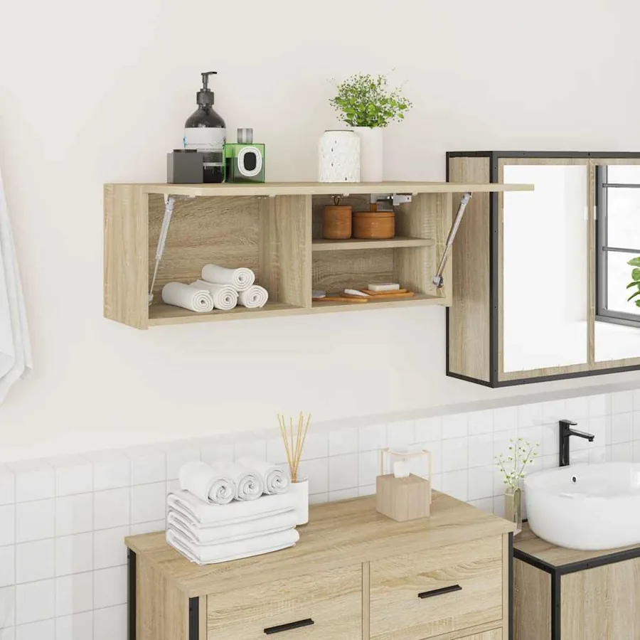 Armoire murale de bain chêne sonoma 80x25x30 cm bois ingénierie