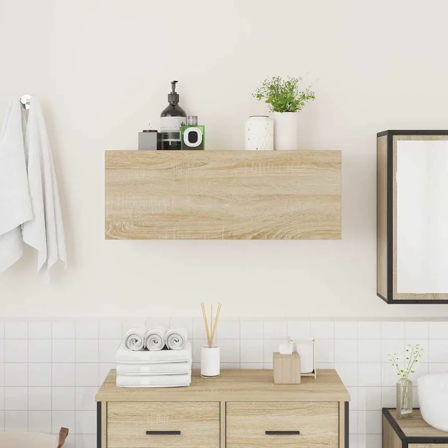 Armoire murale de bain chêne sonoma 80x25x30 cm bois ingénierie - 3