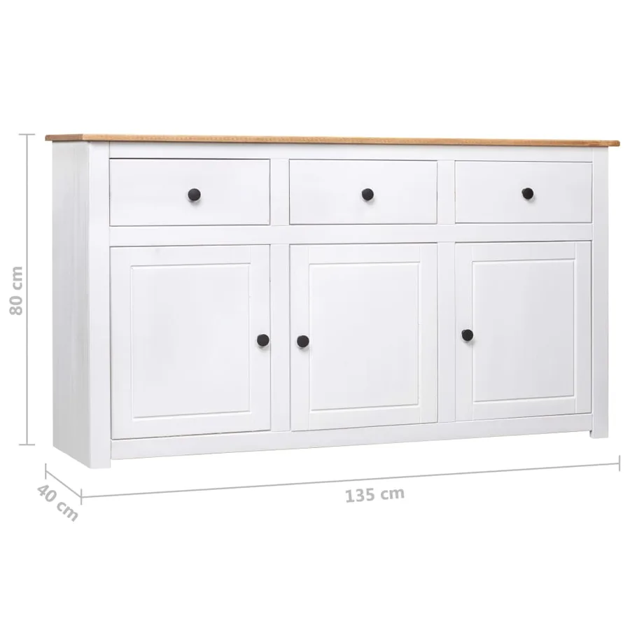 Buffet Blanc 135x40x80 cm Pin solide Gamme Panama - 11
