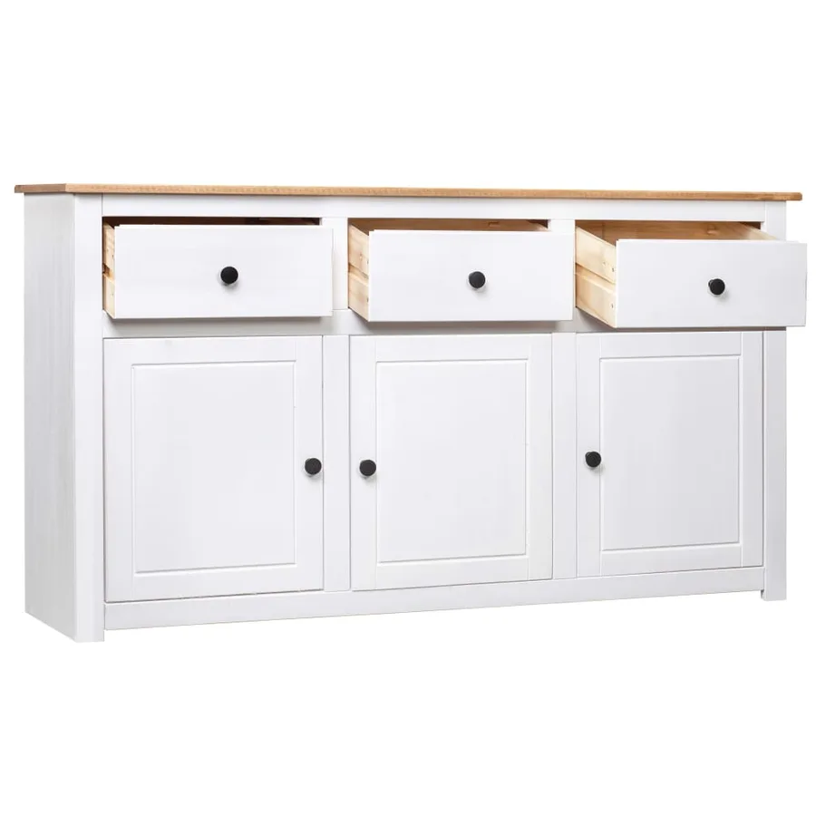 Buffet Blanc 135x40x80 cm Pin solide Gamme Panama - 3