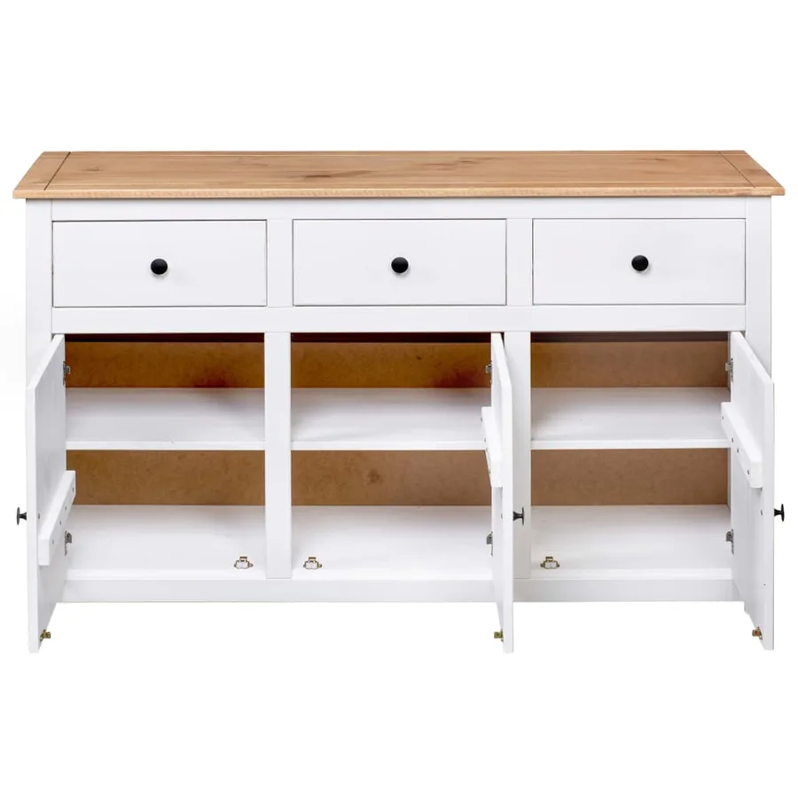 Buffet Blanc 135x40x80 cm Pin solide Gamme Panama - 8