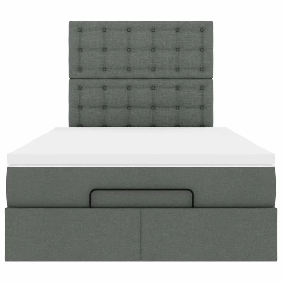 Cadre de lit ottoman avec matelas gris foncé 120x190 cm tissu - 8