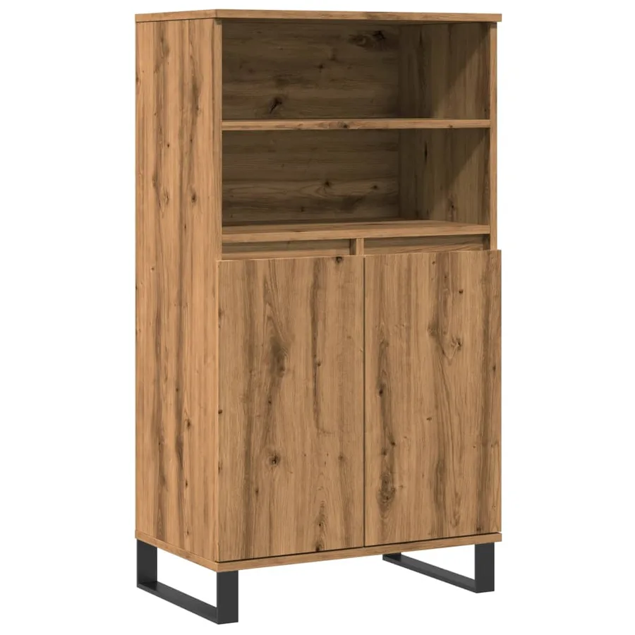 Buffet haut chêne artisanal 60x36x110 cm bois d'ingénierie - 2