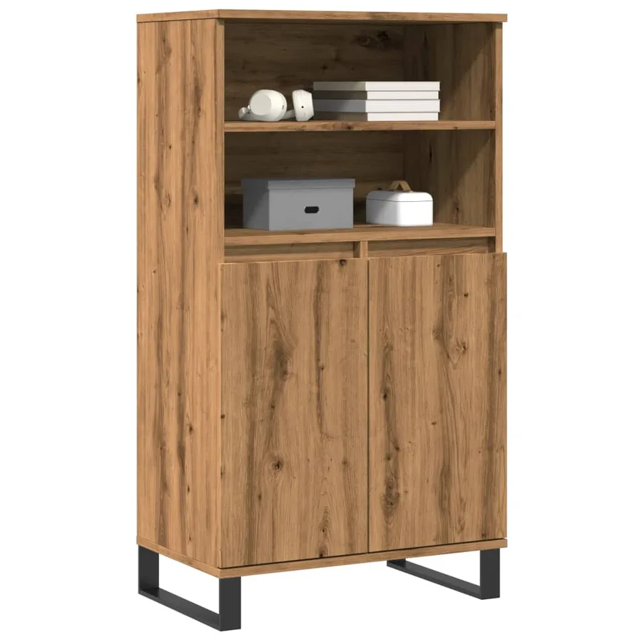 Buffet haut chêne artisanal 60x36x110 cm bois d'ingénierie - 3