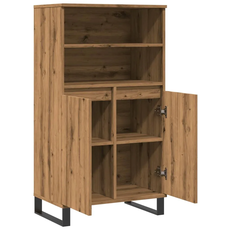 Buffet haut chêne artisanal 60x36x110 cm bois d'ingénierie - 5