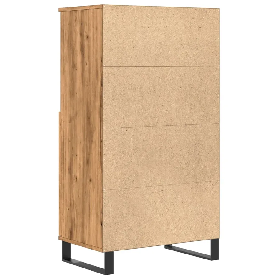 Buffet haut chêne artisanal 60x36x110 cm bois d'ingénierie - 7