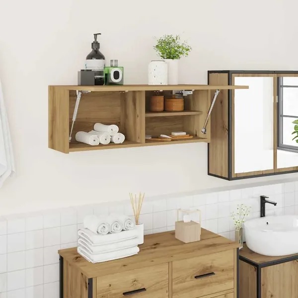 Armoire murale de bain chêne artisanal bois d'ingénierie