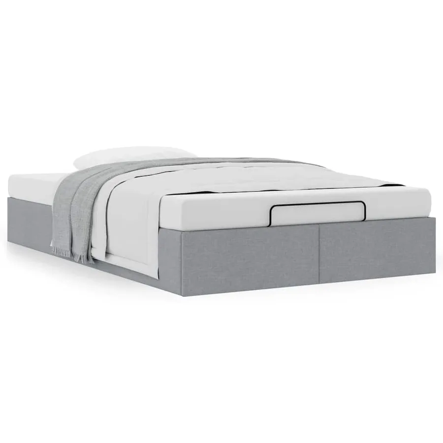 Cadre de lit ottoman sans matelas gris clair 120x190 cm tissu - 4