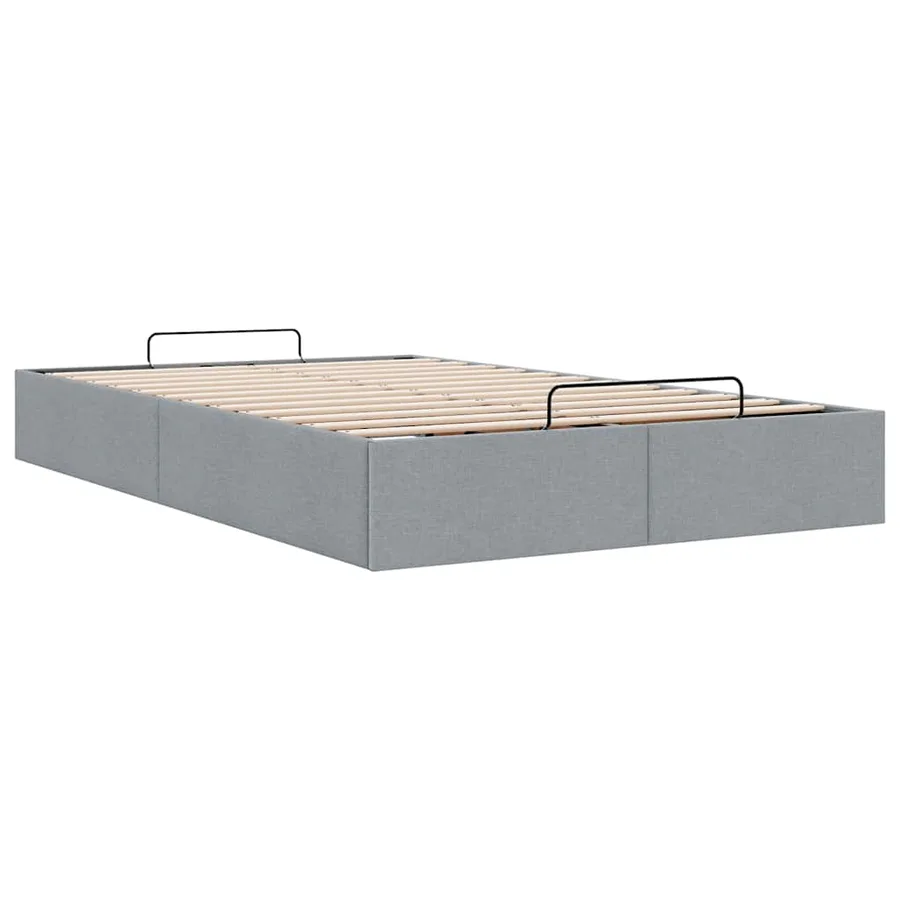 Cadre de lit ottoman sans matelas gris clair 120x190 cm tissu - 6