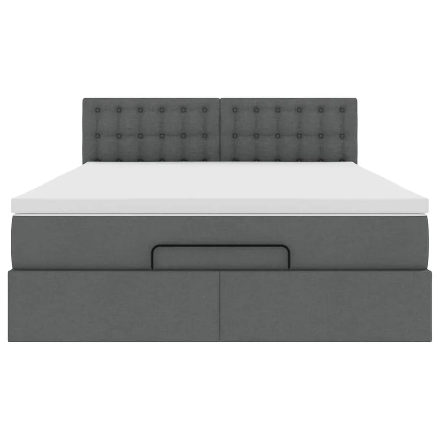Lit ottoman avec matelas et LED gris foncé 140x200 cm tissu - 8