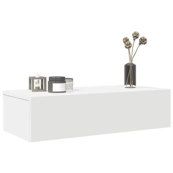 Étagère murale et tiroirs blanc 60x26,5x15 cm bois d'ingénierie