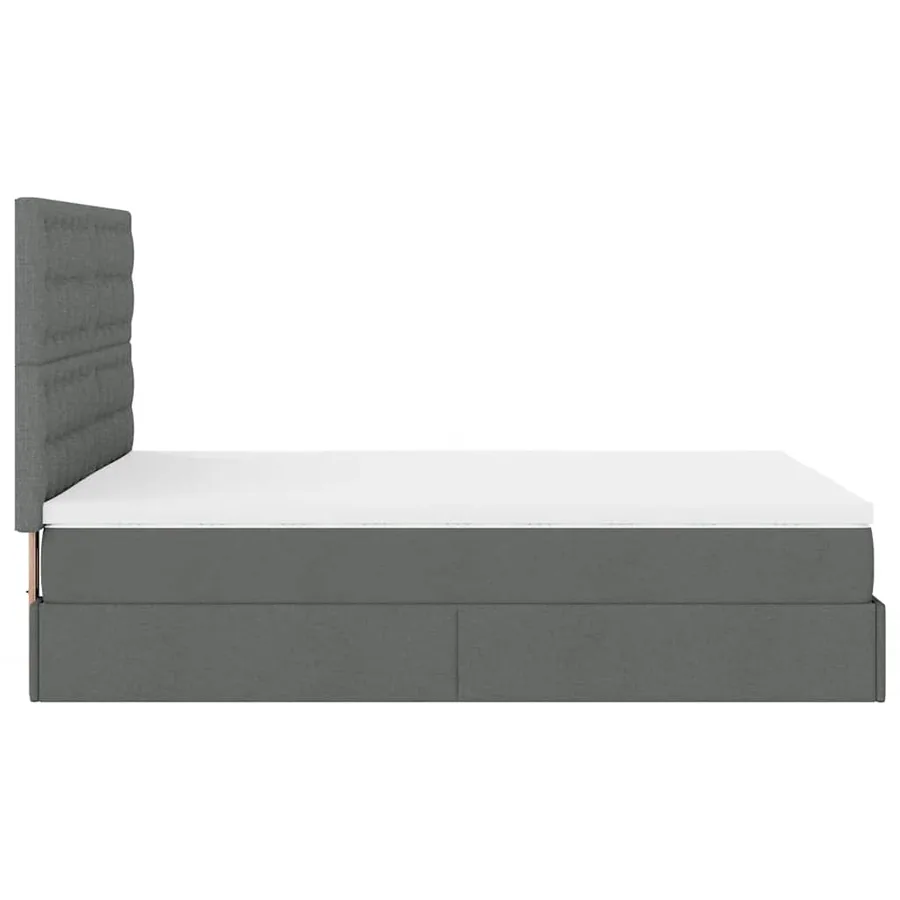 Cadre de lit ottoman avec matelas gris foncé 140x200 cm tissu - 11
