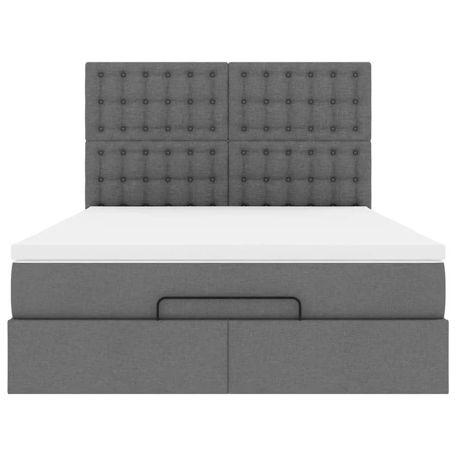 Cadre de lit ottoman avec matelas gris foncé 140x200 cm tissu - 8
