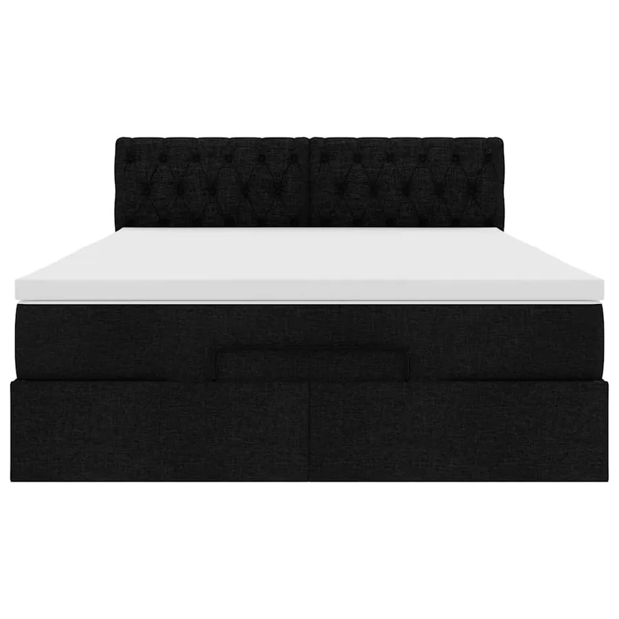 Lit ottoman avec matelas noir 140x200 cm tissu - 7