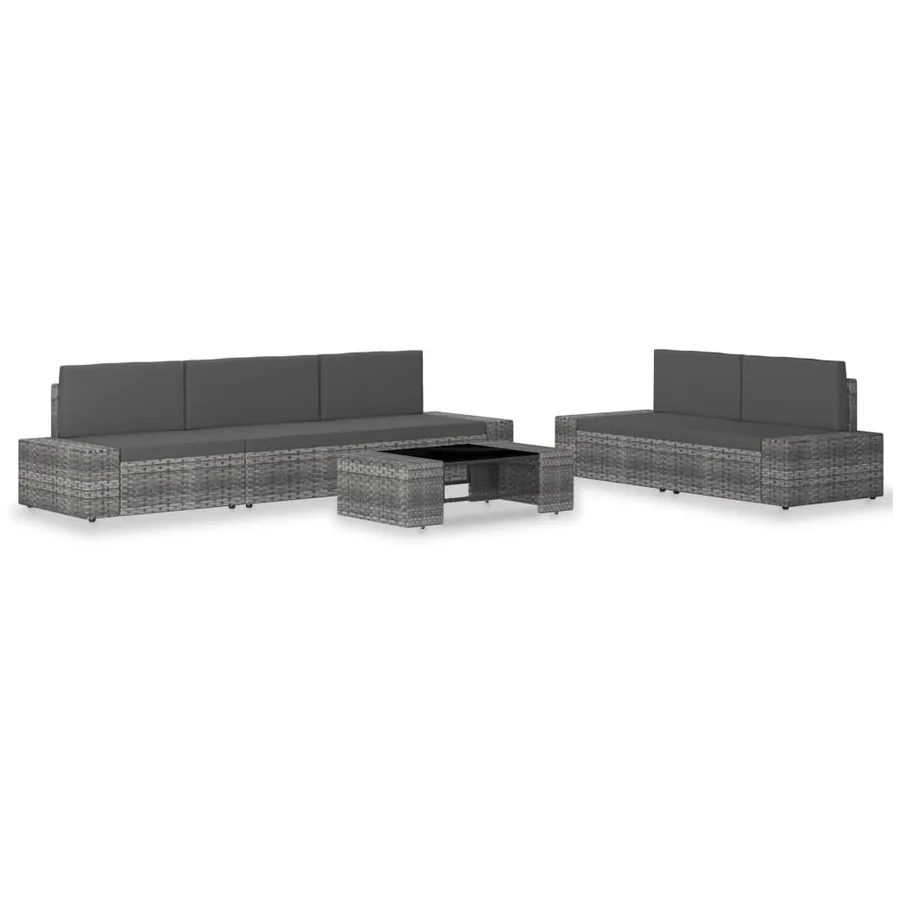 Salon de jardin 6 pcs Résine tressée Gris