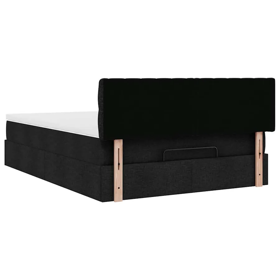 Lit ottoman avec matelas et LED noir 140x200 cm tissu - 12