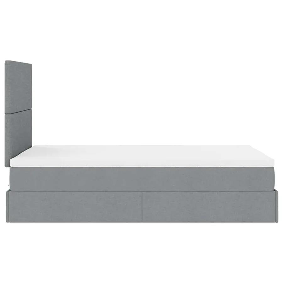 Cadre de lit ottoman avec matelas gris clair 120x190 cm tissu - 10