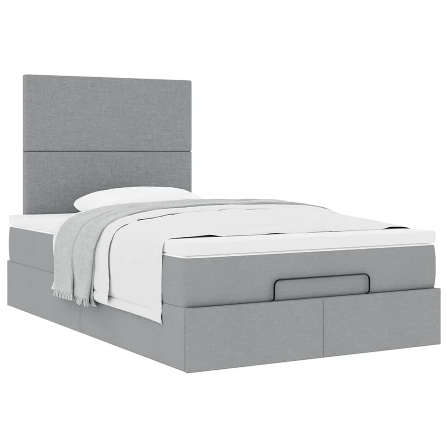 Cadre de lit ottoman avec matelas gris clair 120x190 cm tissu - 5
