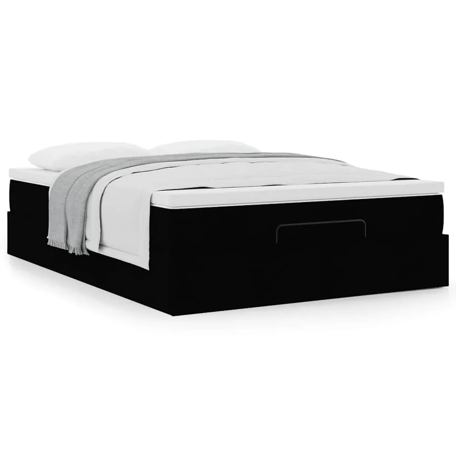 Cadre de lit ottoman avec matelas noir 140x200 cm tissu - 4