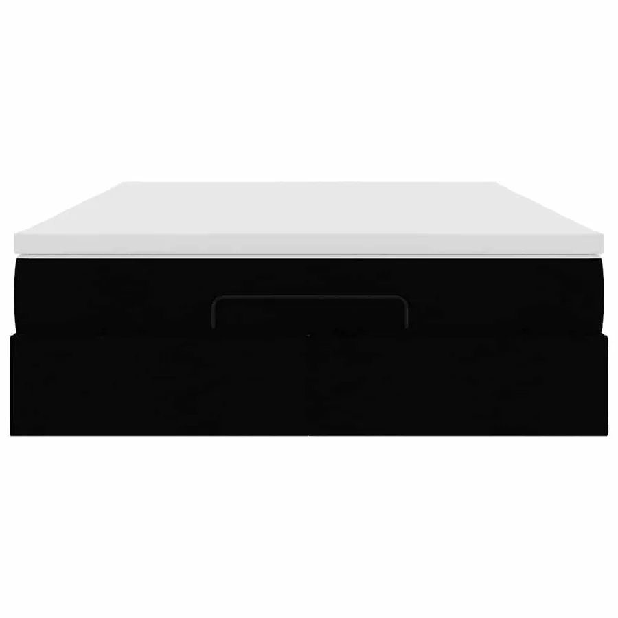 Cadre de lit ottoman avec matelas noir 140x200 cm tissu - 8