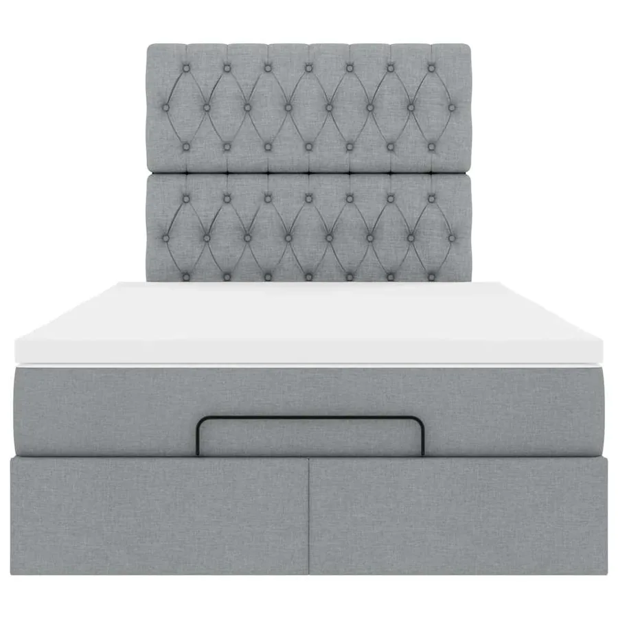 Cadre de lit ottoman avec matelas gris clair 120x190 cm tissu - 7