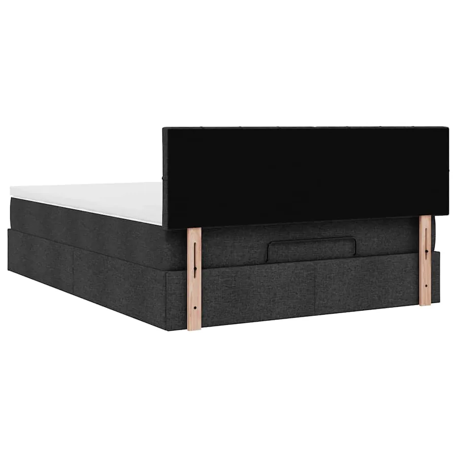 Lit ottoman avec matelas noir 140x200 cm tissu - 11