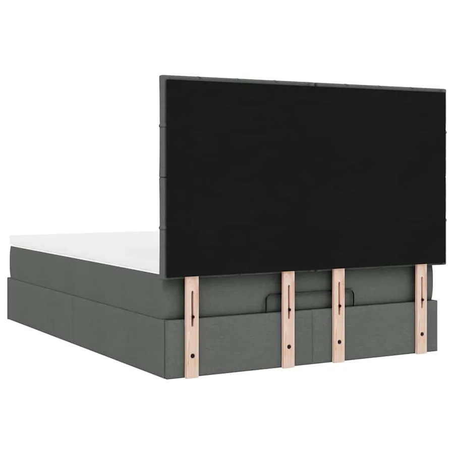 Cadre de lit ottoman avec matelas gris foncé 140x200 cm tissu - 12